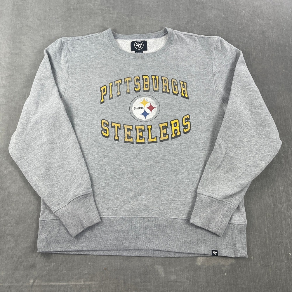 Pittsburgh Steelers '47 Brand Mens XL Gray Sweatshirt NFL Graphic Crewneck